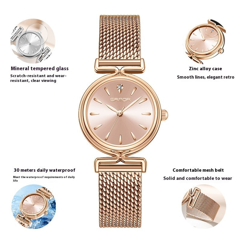 Women's Retro Mesh Strap Watch Outdoor All-matching