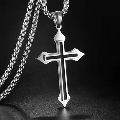 Hip Hop Accessories Simple Titanium Steel Necklace Fashionable Men Black Cross Pendant