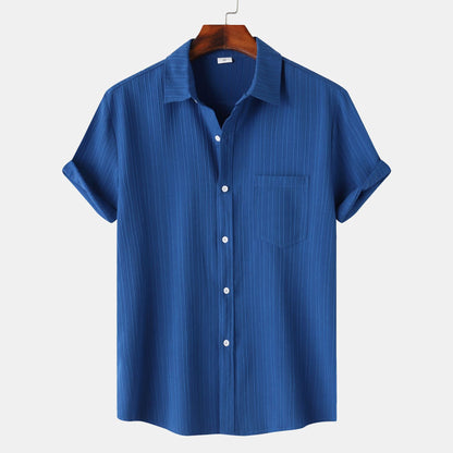 Men's Solid Color Polo Collar Short Sleeve Shirt