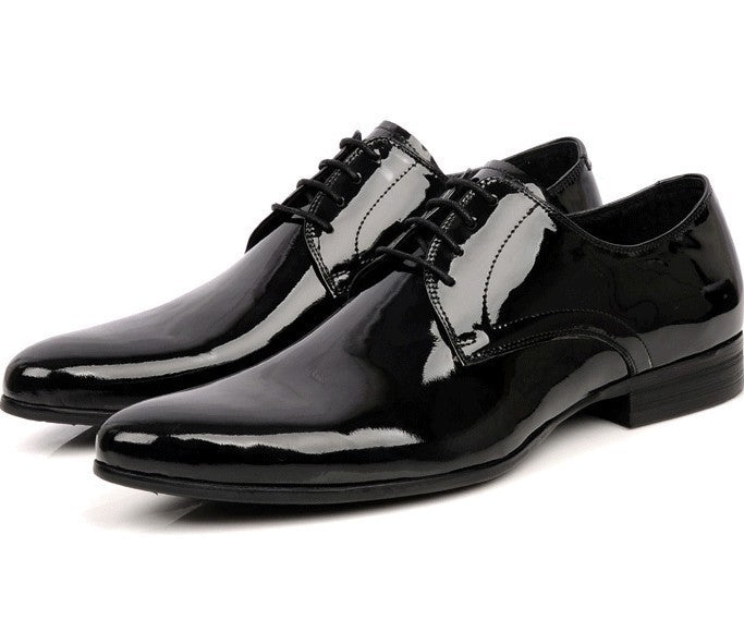 British Pointed Men's Lace-up Low-top Leather Shoes