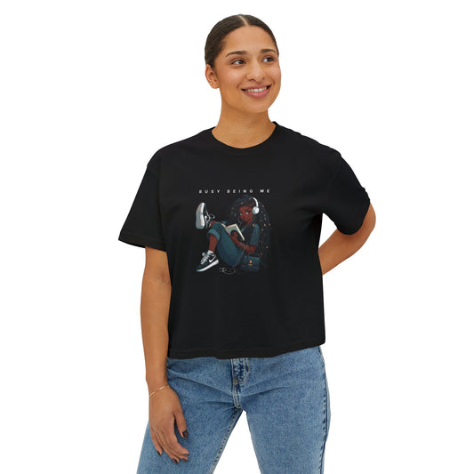 Women's Boxy Tee - "Busy Being Me" - Relaxed Graphic Tee for Everyday Comfort