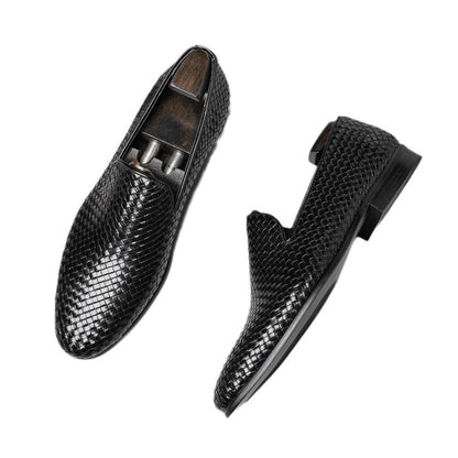 Cowhide Woven Men's Slip-on Business Men's Shoes