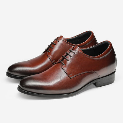 Inner Heightening Men's Smooth Toe Leather Dress Shoes.