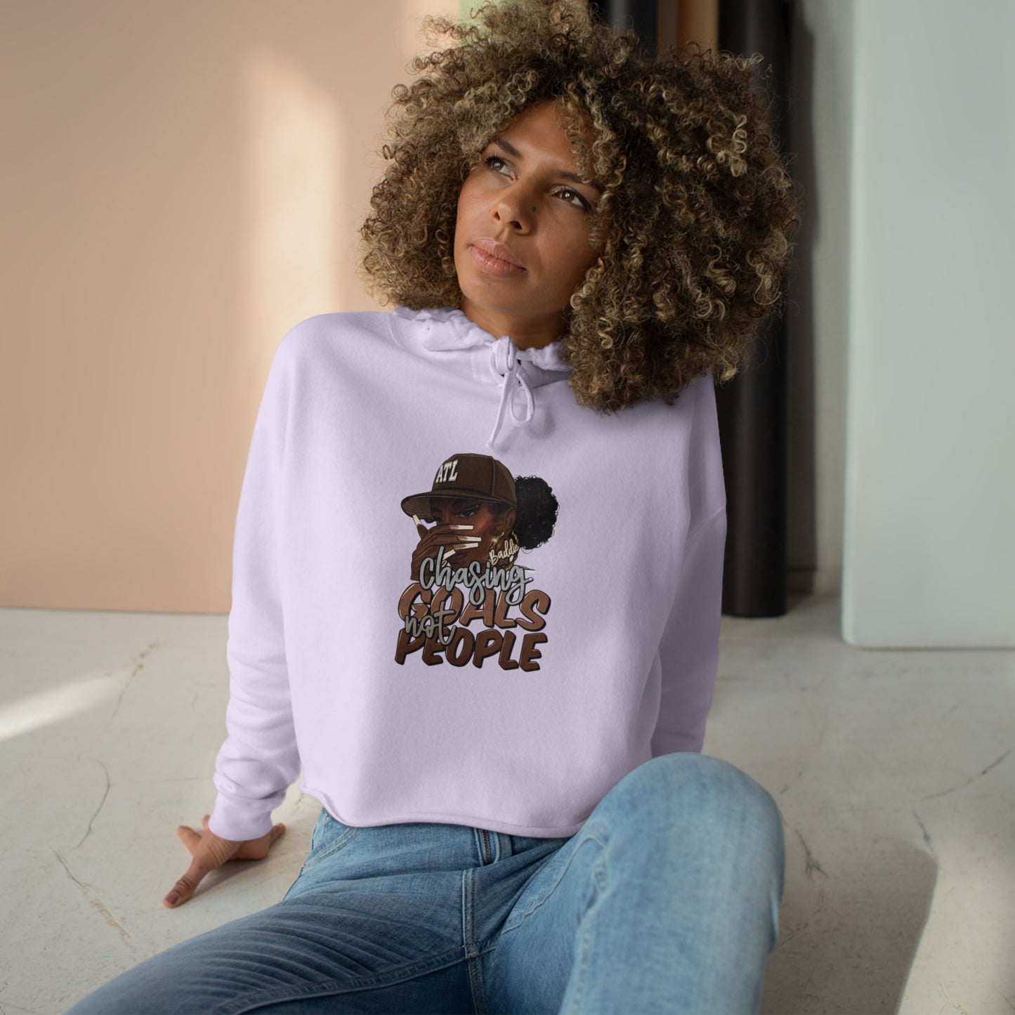 Inspirational Crop Hoodie - 'Chasing goals not People'