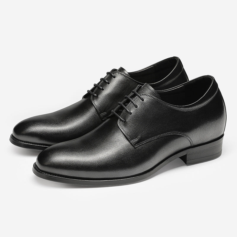 Inner Heightening Men's Smooth Toe Leather Dress Shoes.