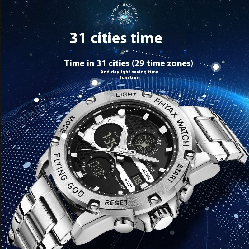 Business Casual Double Display Luminous Waterproof Watch