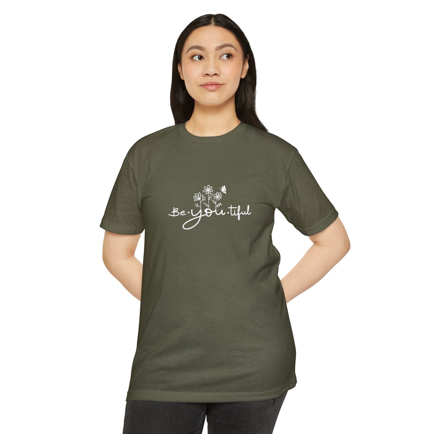 Be-You-tiful Unisex CVC Jersey T-Shirt - Inspirational Floral Graphic Tee