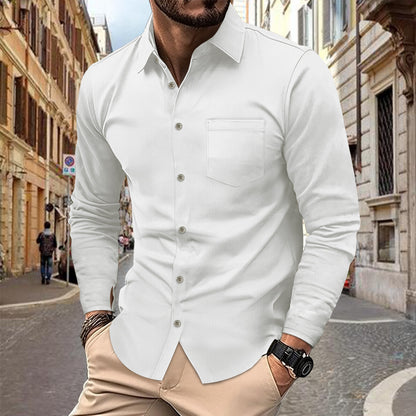 Button Casual Long Sleeve Shirt Top Men