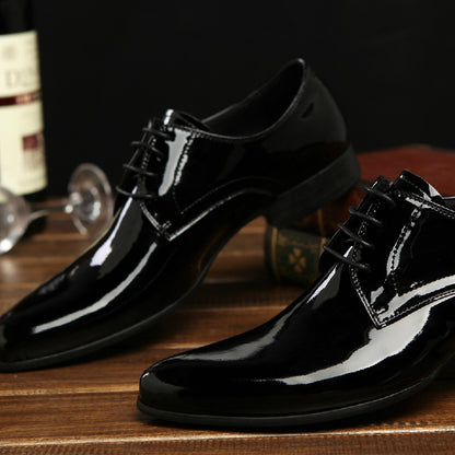 British Pointed Men's Lace-up Low-top Leather Shoes