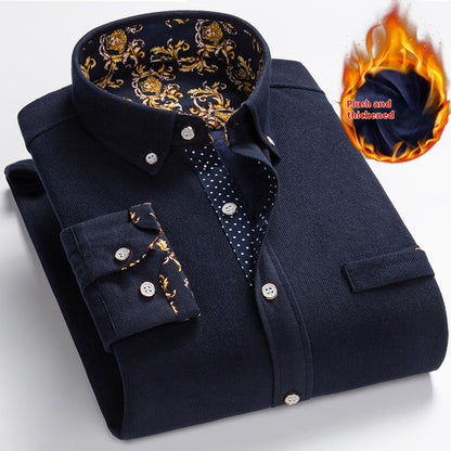 Winter Corduroy Fleece Warm Shirt Men