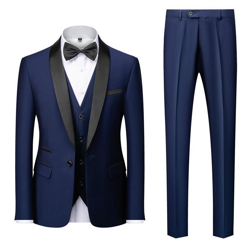 Men's Suit Set Green Fruit Collar Stage Suit Dress Host Performance Bridegroom Best Man Three-piece Suit.