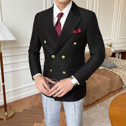 Double Breasted Suit Jacket Men Casual Slim.