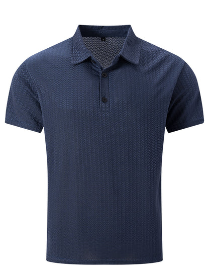 Shirt Collar Jacquard Men's Sports Polo Shirt Top