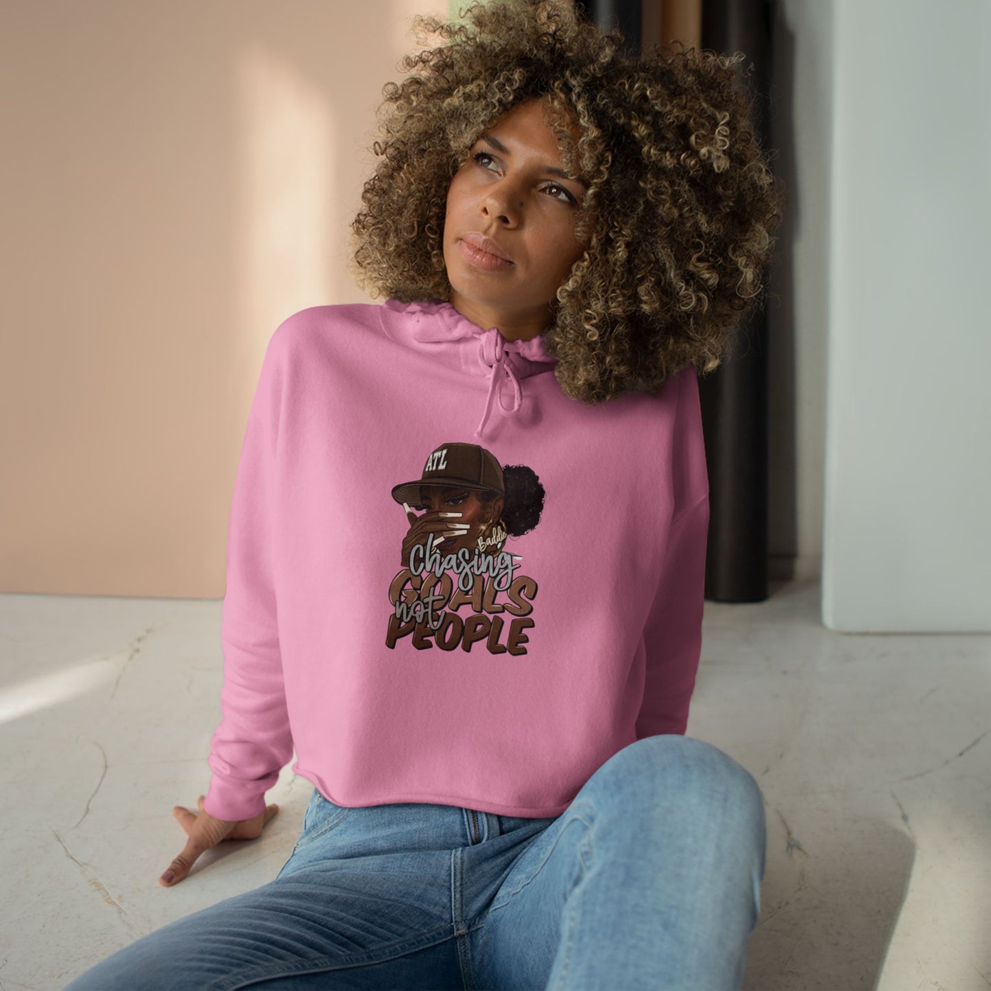 Inspirational Crop Hoodie - 'Chasing goals not People'