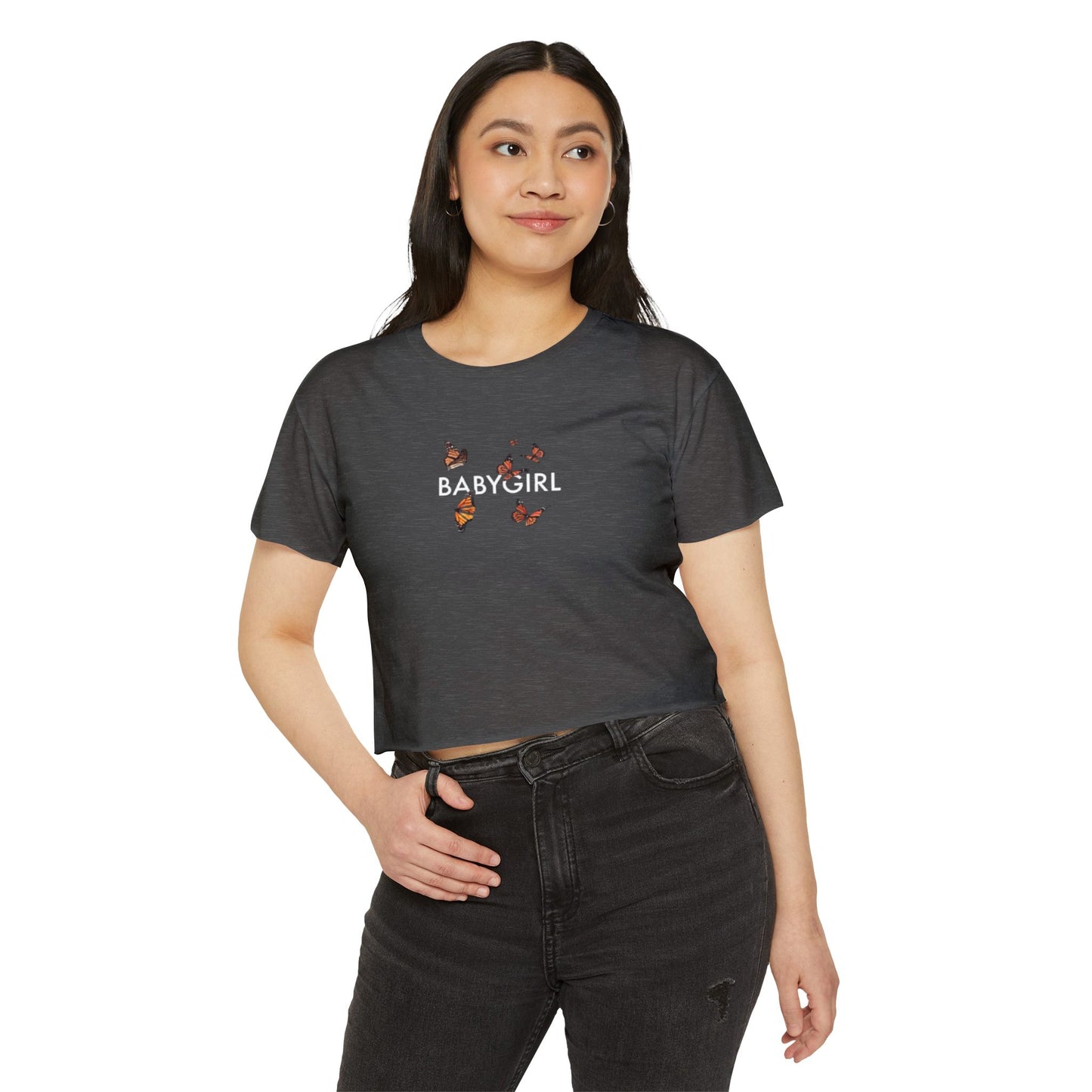 Women's Butterfly Festival Crop Top - Stylish & Fun Baby Girl Tee