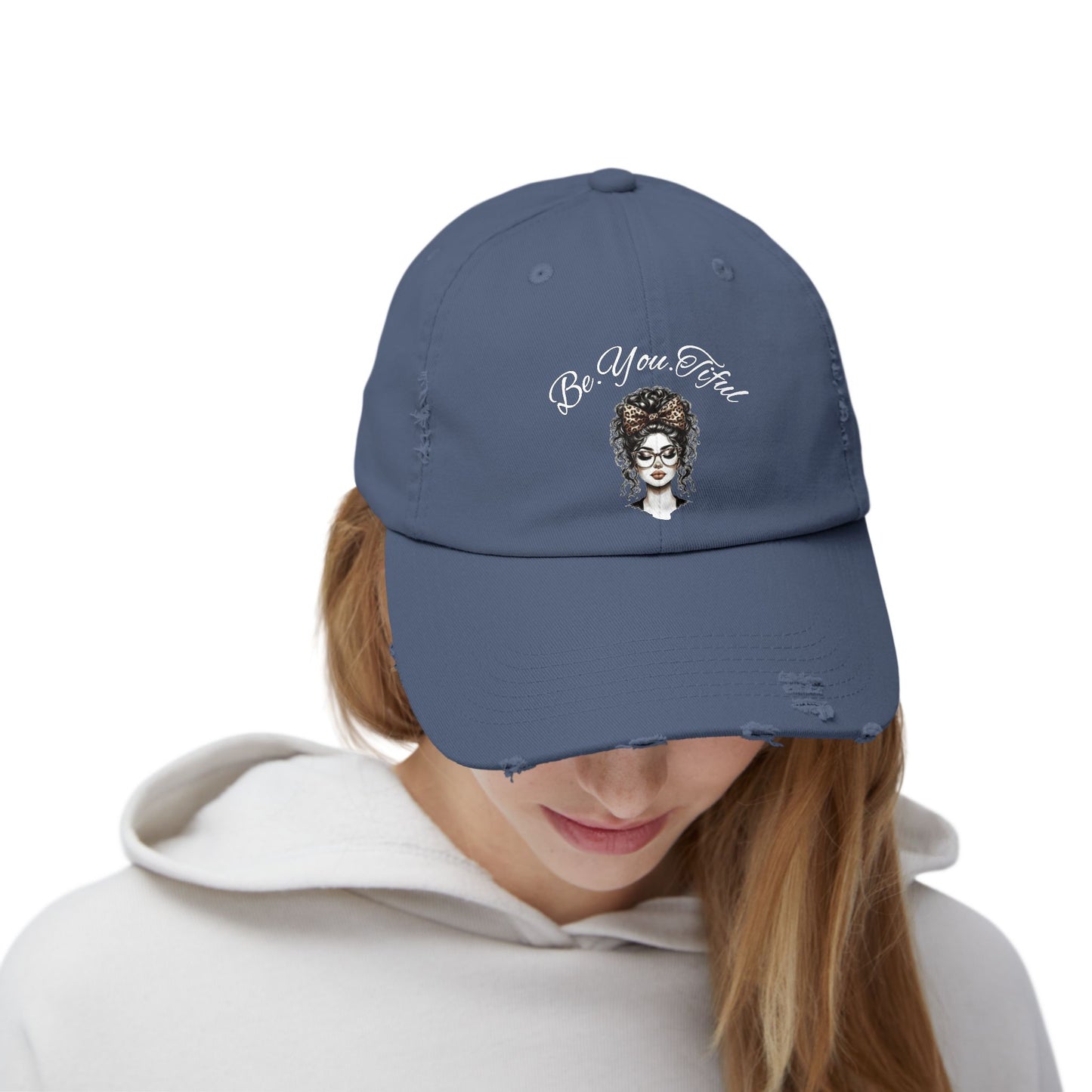 Unisex Distressed Cap - 'Be You, Fuld' Inspirational Hat