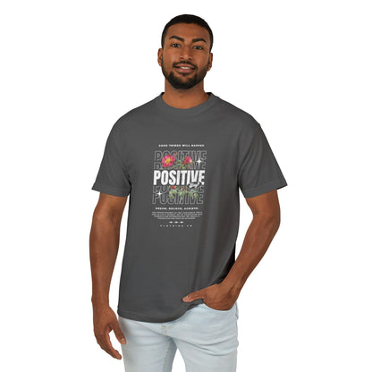 Positive Vibes Unisex Heavyweight Tee - Inspirational Cotton T-Shirt for Everyday Motivation