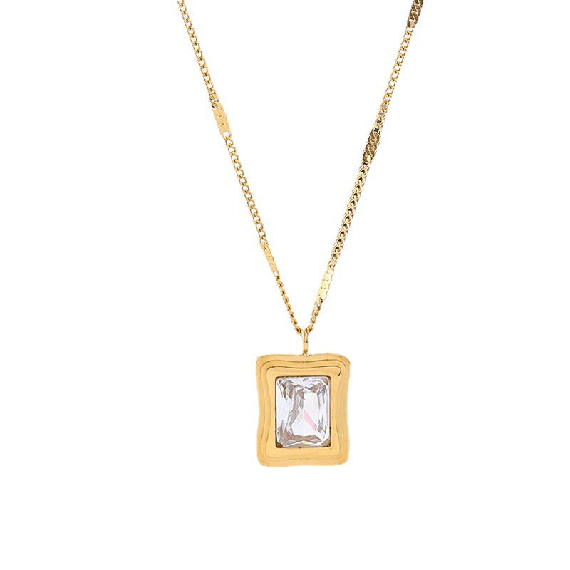 Sugar Cube Womens Gold Necklace Pendant Cold Wind Does Not Fade