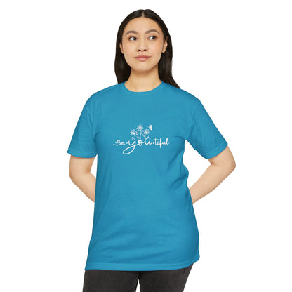 Be-You-tiful Unisex CVC Jersey T-Shirt - Inspirational Floral Graphic Tee