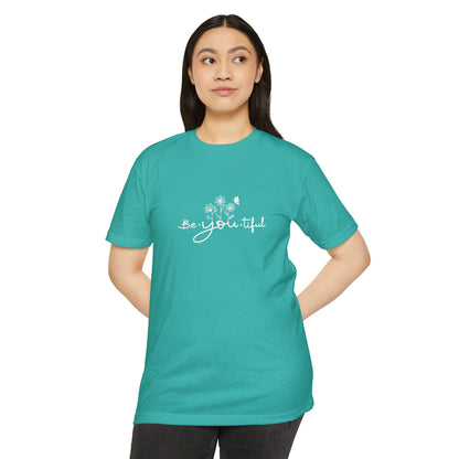 Be-You-tiful Unisex CVC Jersey T-Shirt - Inspirational Floral Graphic Tee