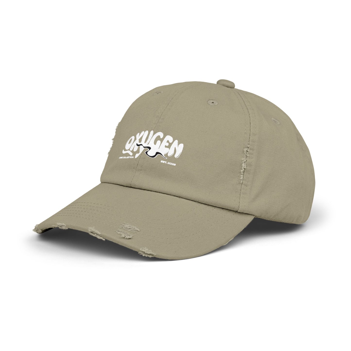 Unisex Distressed Cap - Vintage Oxygen Graphic Hat.