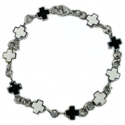 French Style Affordable Luxury Fashion Black And White Cross Bracelet Fashion Personality Men And Women