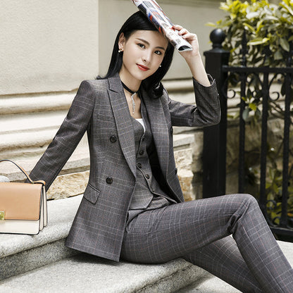 Plaid Business Suit Womens Formal Suit Work Clothes