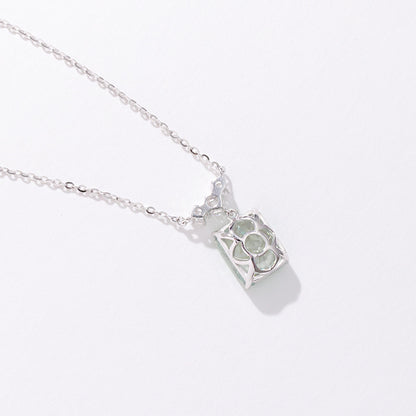 S925 Sterling Silver Light Luxury Square Diamond Necklace Light Luxury Minority