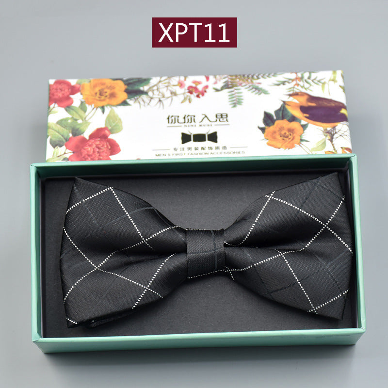 Men's Bridegroom Wedding Festive Professional Business Suit Bow Tie Double-layer Flat Bow Tie