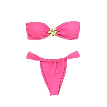 Fashion European And American Style Pure Color Bikini Women's Swimsuit