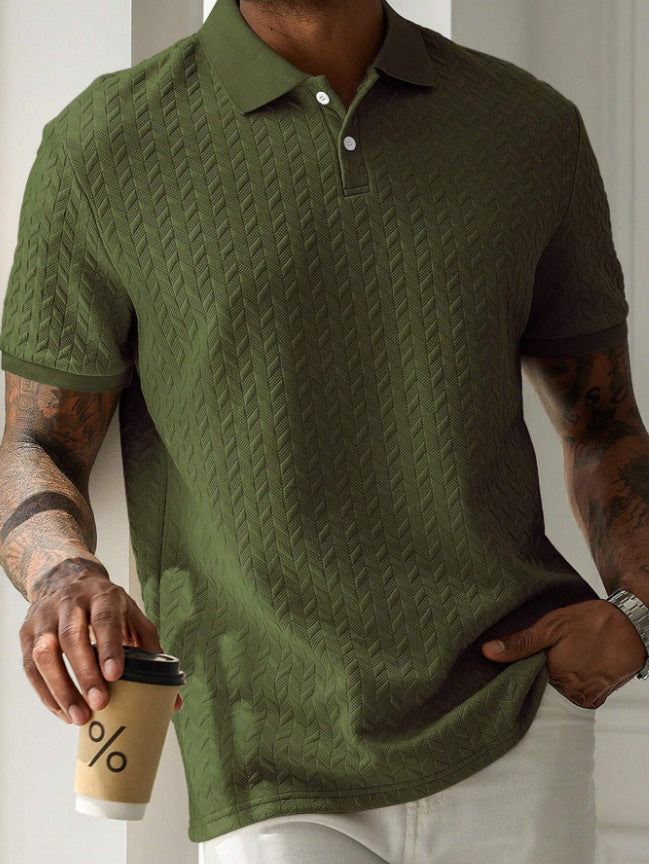 Polo Collar Front Button Short Sleeve Simple Polo Shirt