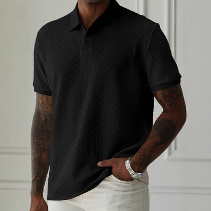 Polo Collar Front Button Short Sleeve Simple Polo Shirt