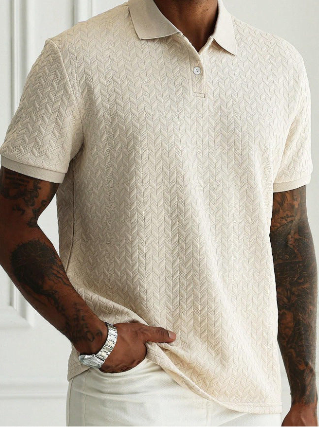 Polo Collar Front Button Short Sleeve Simple Polo Shirt