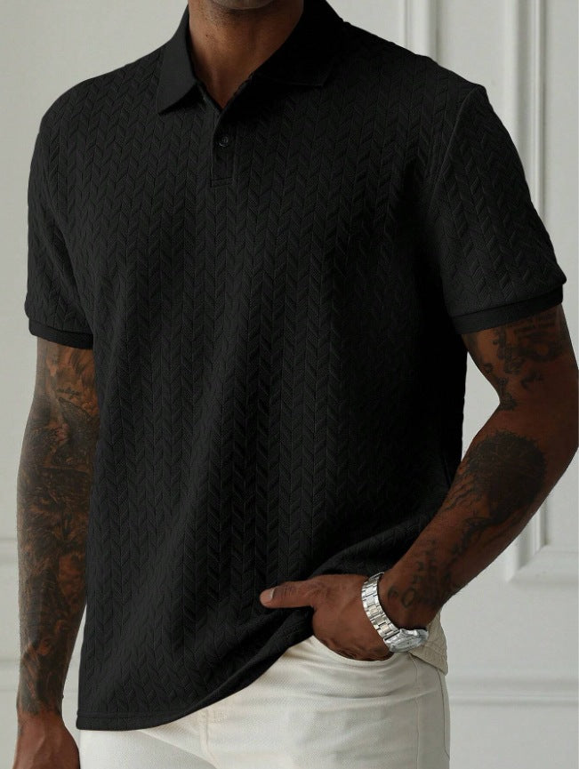 Polo Collar Front Button Short Sleeve Simple Polo Shirt