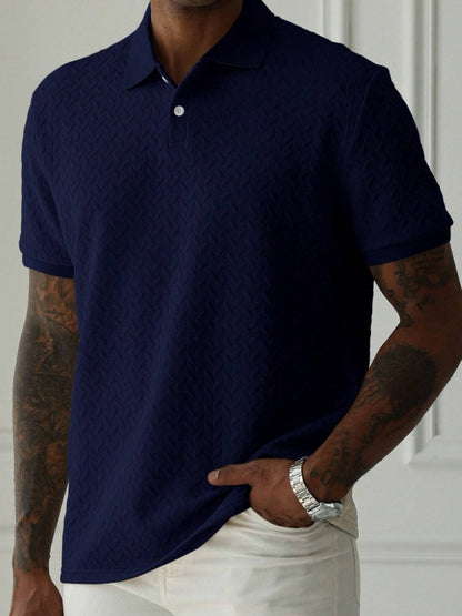 Polo Collar Front Button Short Sleeve Simple Polo Shirt