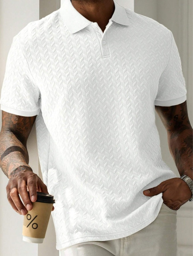 Polo Collar Front Button Short Sleeve Simple Polo Shirt