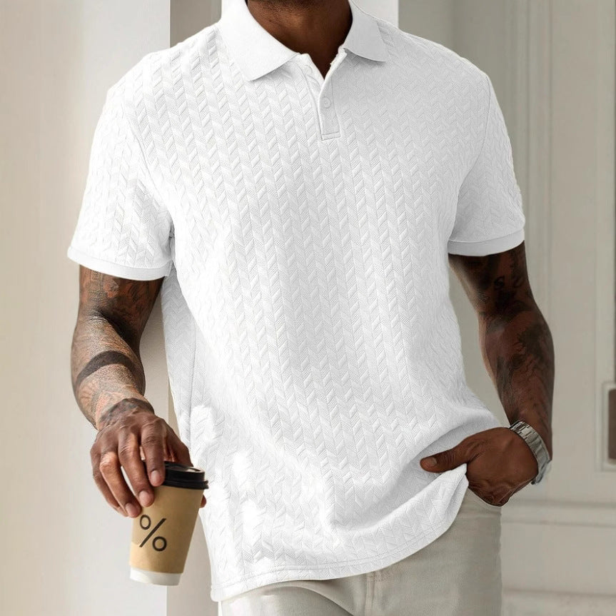 Polo Collar Front Button Short Sleeve Simple Polo Shirt