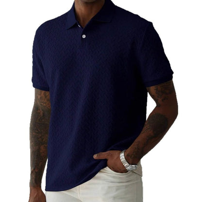 Polo Collar Front Button Short Sleeve Simple Polo Shirt