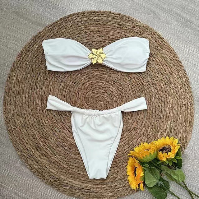 Fashion European And American Style Pure Color Bikini Women's Swimsuit