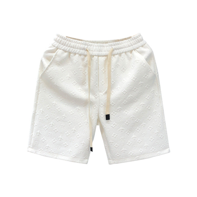 White Jacquard Shorts For Men Shorts