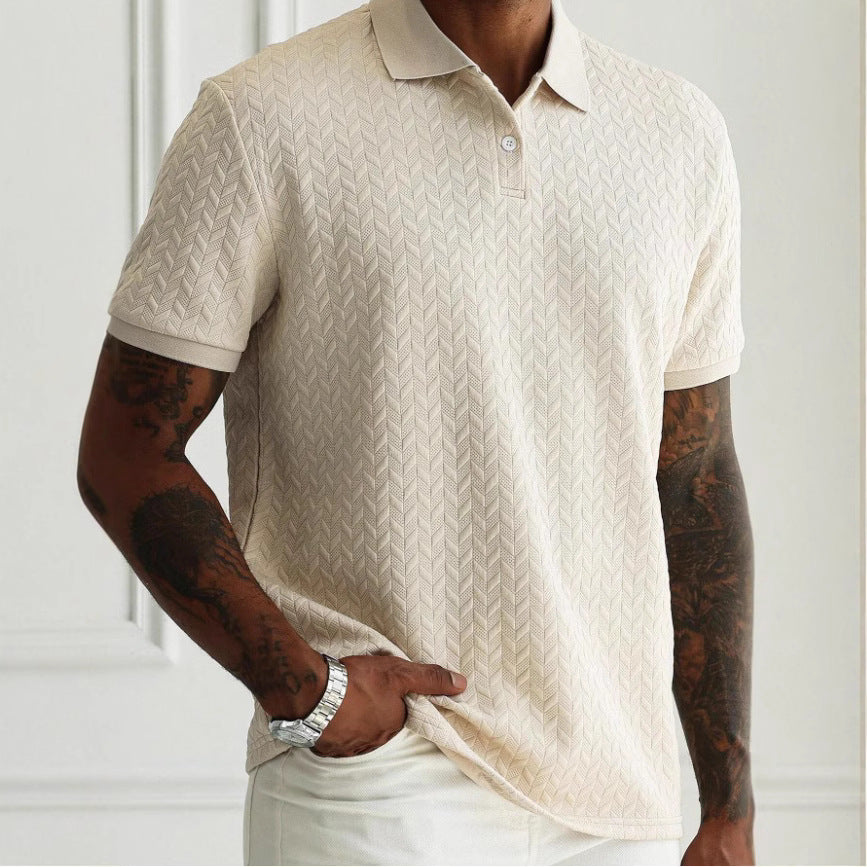 Polo Collar Front Button Short Sleeve Simple Polo Shirt