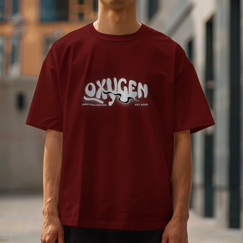 Unisex Oxygen design ribbed neck t-shirt