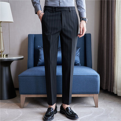 Yarn-dyed Light Luxury Striped Texture Men's Suit Pants Stretch Casual