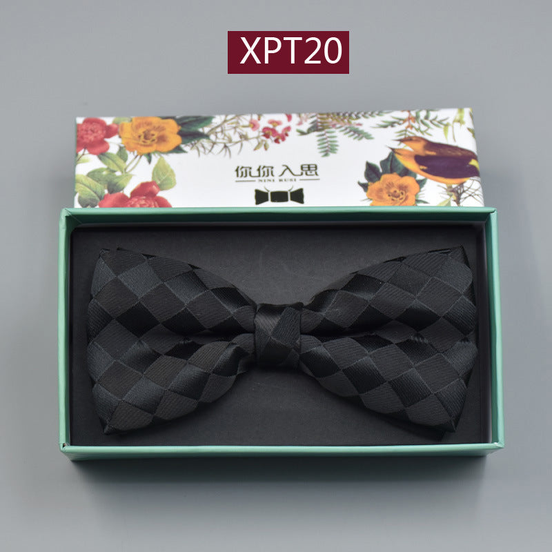 Men's Bridegroom Wedding Festive Professional Business Suit Bow Tie Double-layer Flat Bow Tie