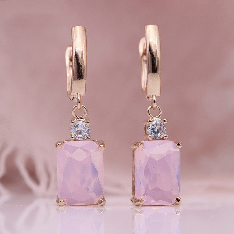 Square Long Earrings Women Natural Zirconium Earrings Earrings