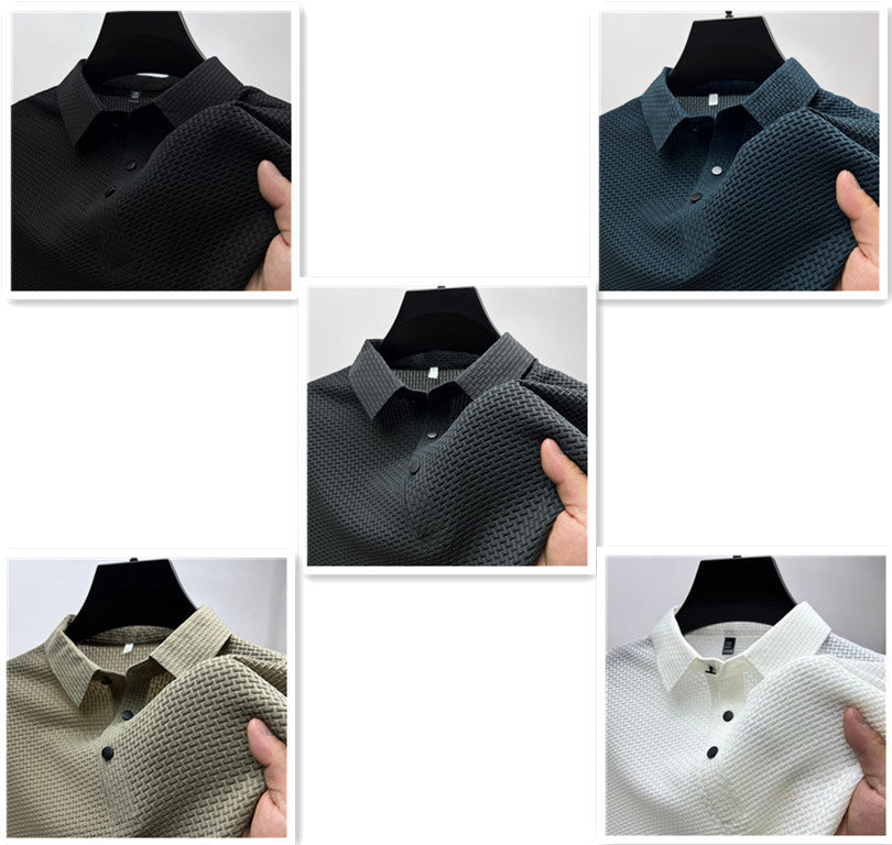 Men's Polo Shirt Mesh Ice Silk Short Sleeve T-shirt