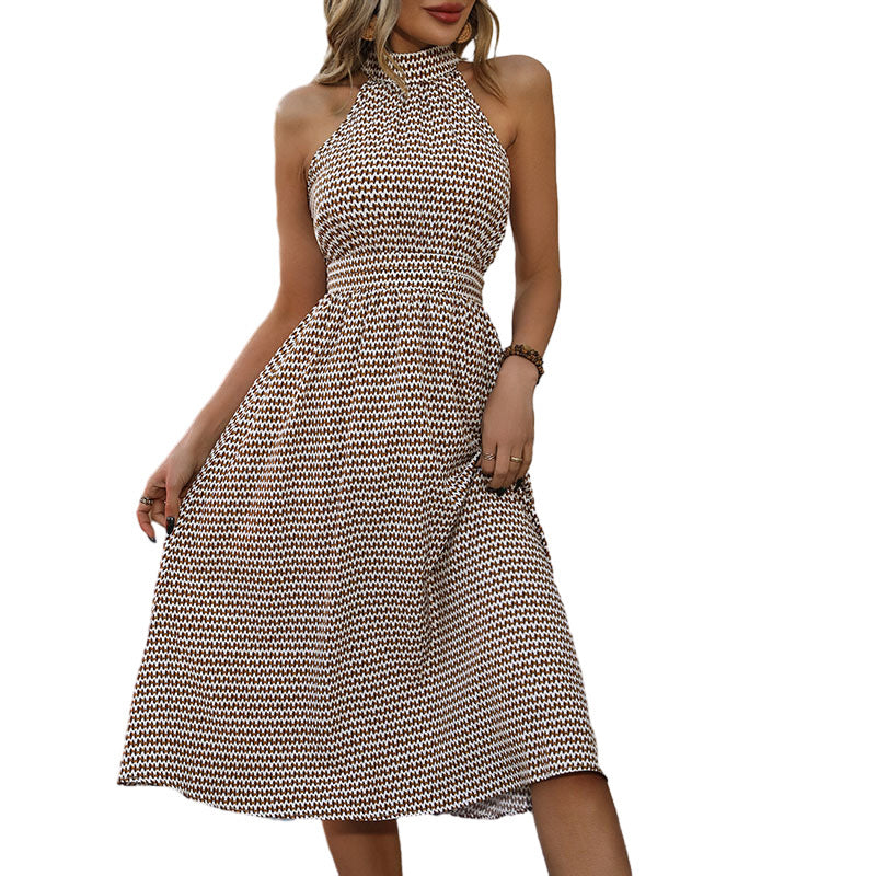 Fashion Women Dress High Waist Plaid Dress