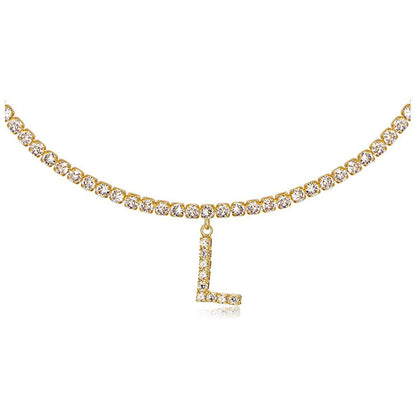 Europe And America Creative Decorative Diamond Letters Necklace Fashion Jewelry