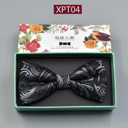 Men's Bridegroom Wedding Festive Professional Business Suit Bow Tie Double-layer Flat Bow Tie