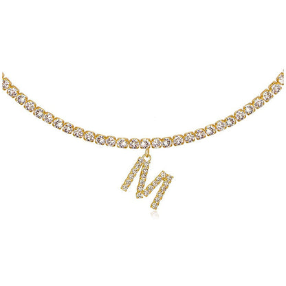 Europe And America Creative Decorative Diamond Letters Necklace Fashion Jewelry